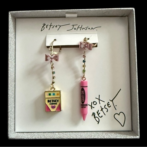 Betsy Johnson Gold Tone Mismatch Drop Earrings- NWT - Picture 1 of 3